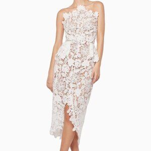 ELLIATT Ivory Dress Guipure Lace Luxury Pencil Australia Size S Lattice Trim NWT